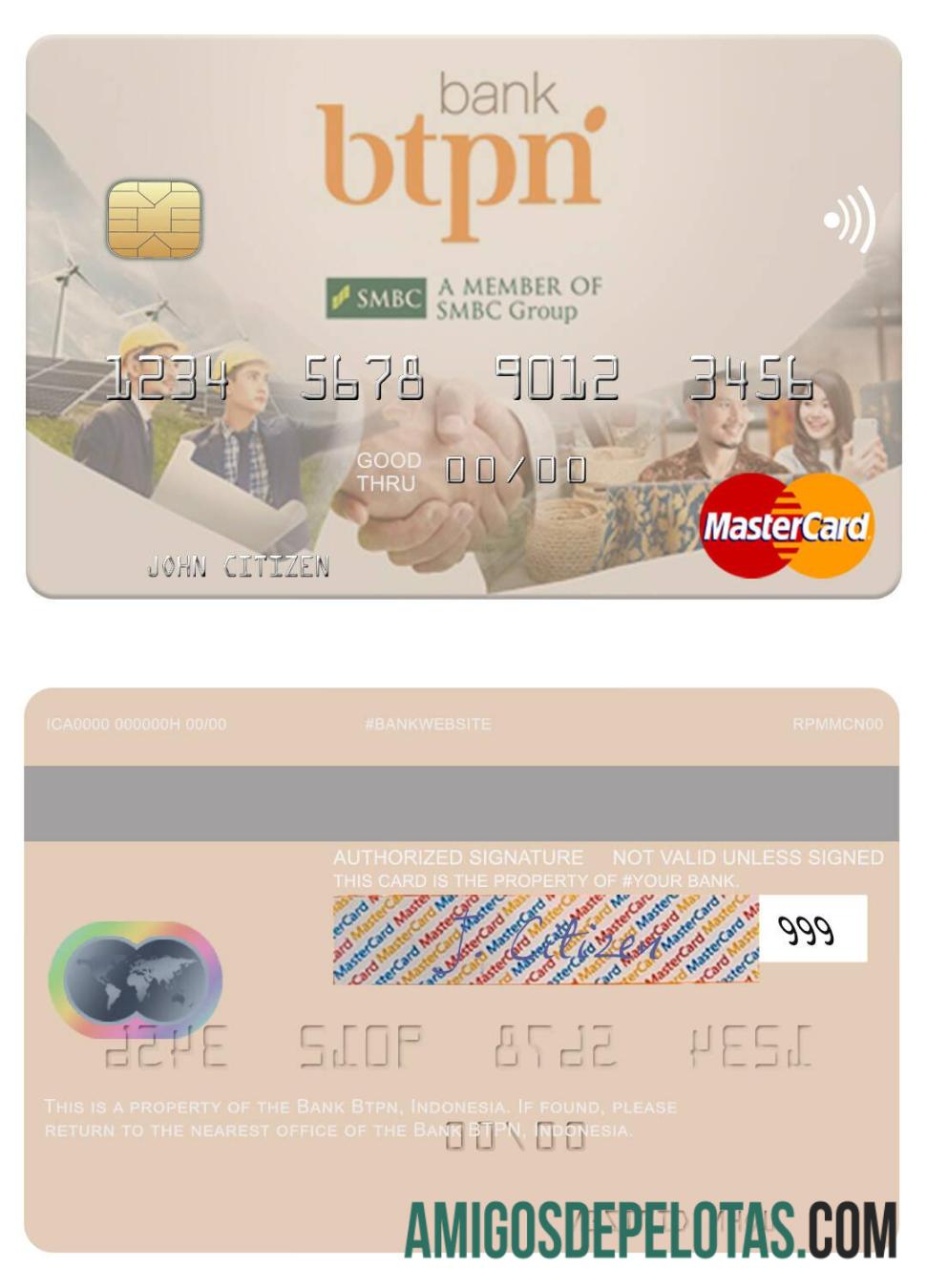 Banco da Indonésia BTPN Mastercard modelo